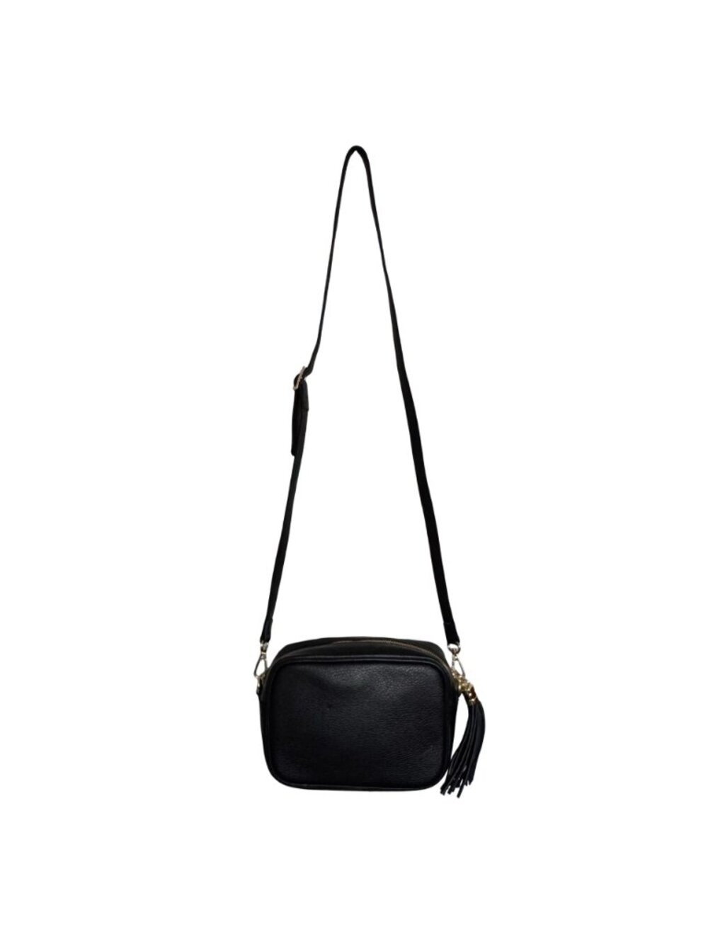 Borse in Pelle Italian Leather Crossbody Camera Bag Black Tassel Preppy - Picture 5 of 16